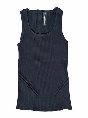 New York & Company Black Ribbed Scoop Tank Gabrielle Union Collab Size S